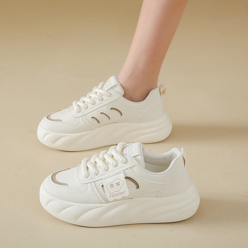 Sneakers Chunky Women Vulcanized Shoes Sneakers Boots White Platform Shoes Heel Lace Up Shoes for Women Femmes