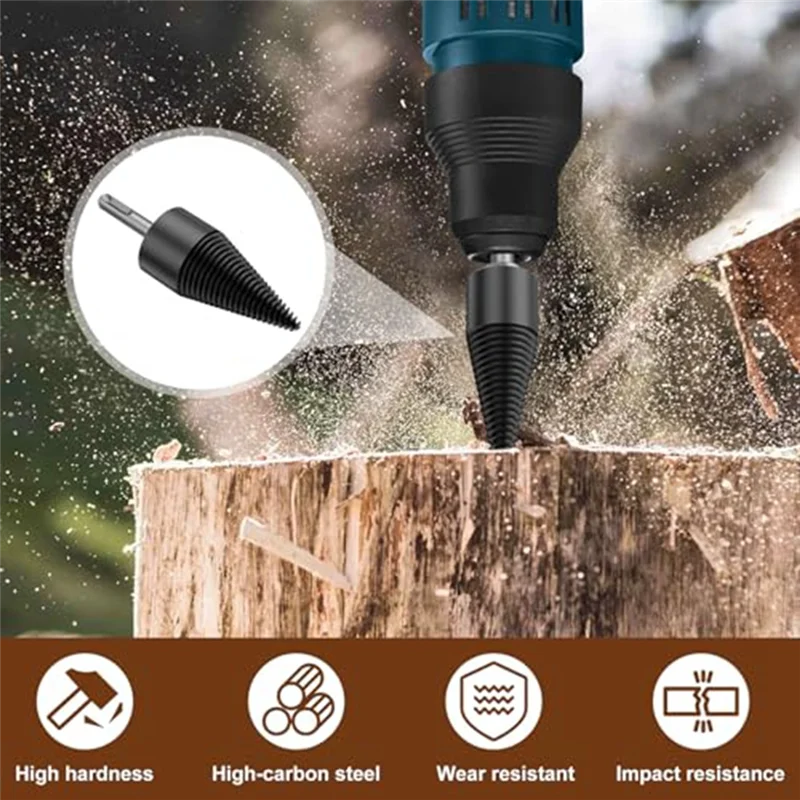 12 Buah Sekrup Bor Listrik Tugas Berat Kokoh Pemisah Kayu Bakar Log Cepat, untuk Bor Listrik