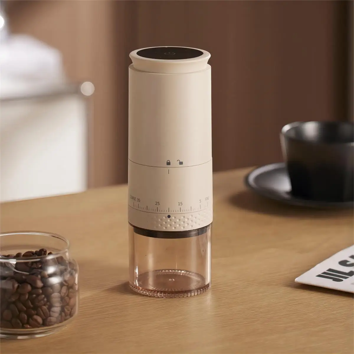 1500mAh Electric Coffee Grinder Externally Adjustable Type-C Charging Coffee Burr Grinder Bean Grinding Machine Coffee Maker