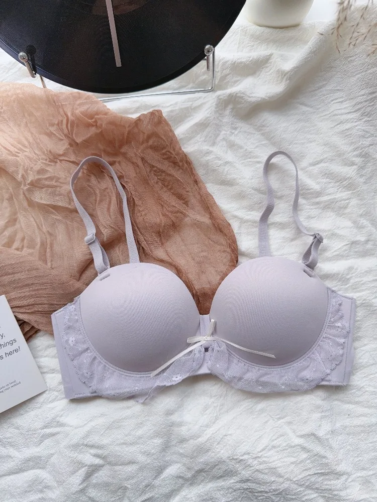 YEMOMO Set reggiseno in pizzo rosso a mezza coppa per petti piccoli, supporto regolabile, anti-cedimento, push up, set di lingerie sexy, regalo di compleanno per donna