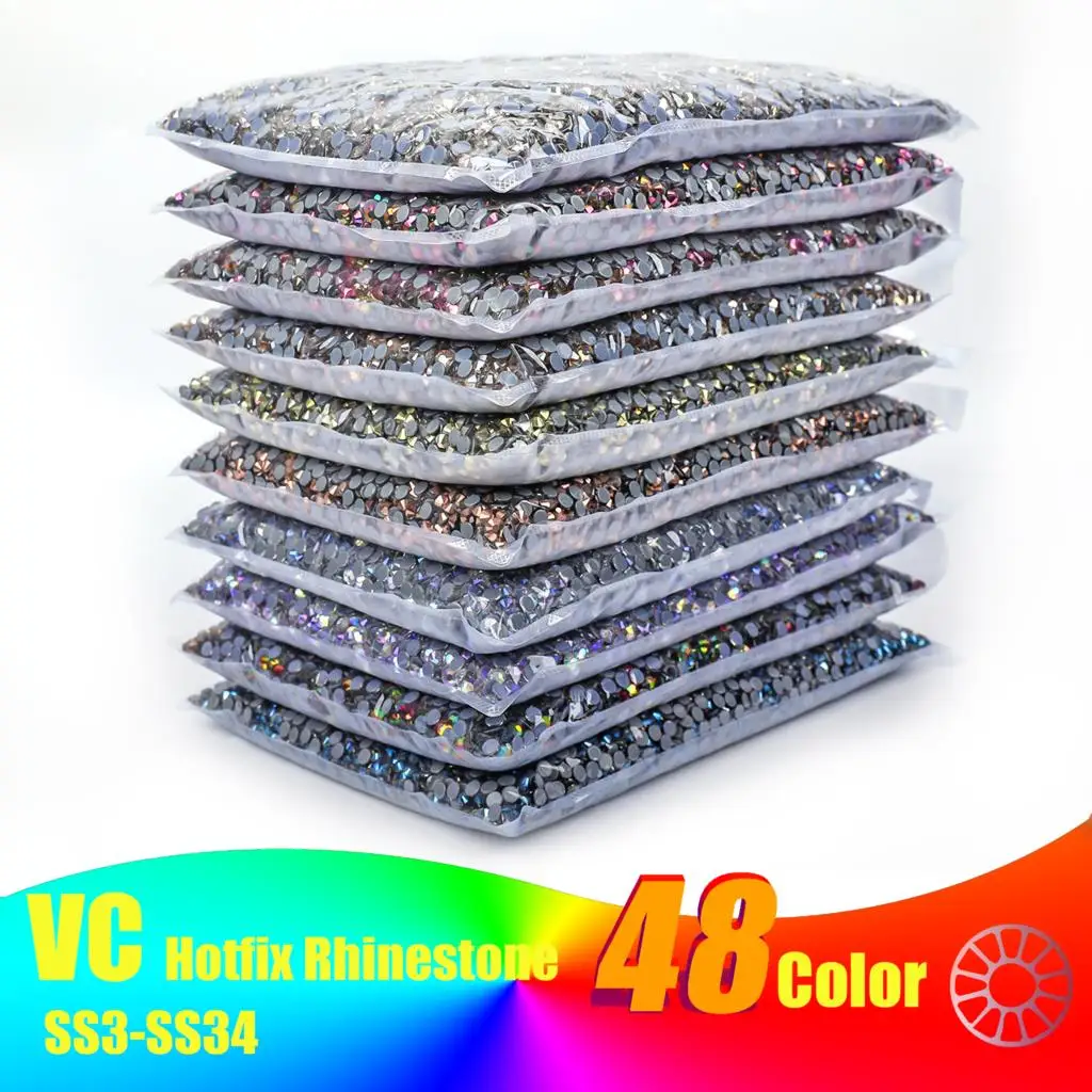 Big bag 36 Pop Colors Wholesale Large Packing DMC Hotfix Rhinestones Flatback Glass  Iron On For Wedding Dress Decorations