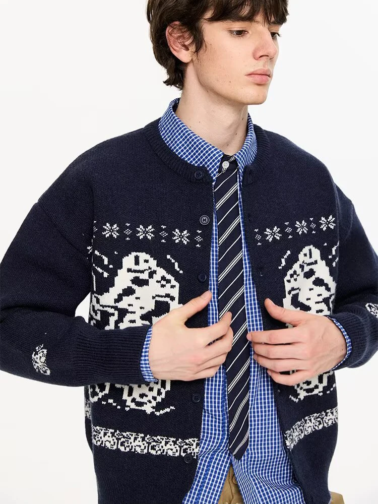 빈티지 남성과 여성의 스웨터 코트 봄 가을 남여 캐주얼 지퍼 니트 카디건 남성 야외 캐주얼 스웨터 자켓 코트