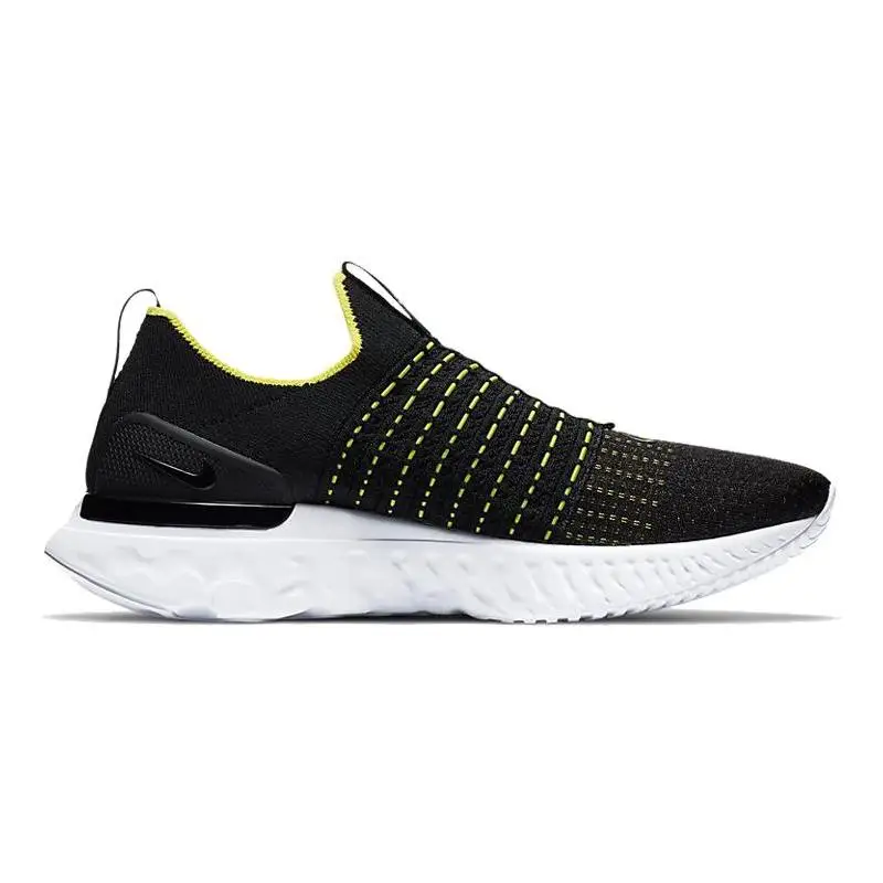 Nike React Phantom Run Flyknit 2 Black Sonic Yellow Sneakers shoes CJ0277-004 With Original Box