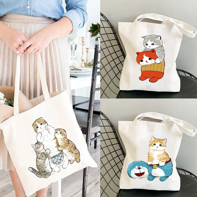 kawail Cat Shopper Bolso Tote Reusable Net Ecobag Cabas Shopping Bag Shopping Handbag Bag Bolsa Compra Plegable Jute Bag Bolsa