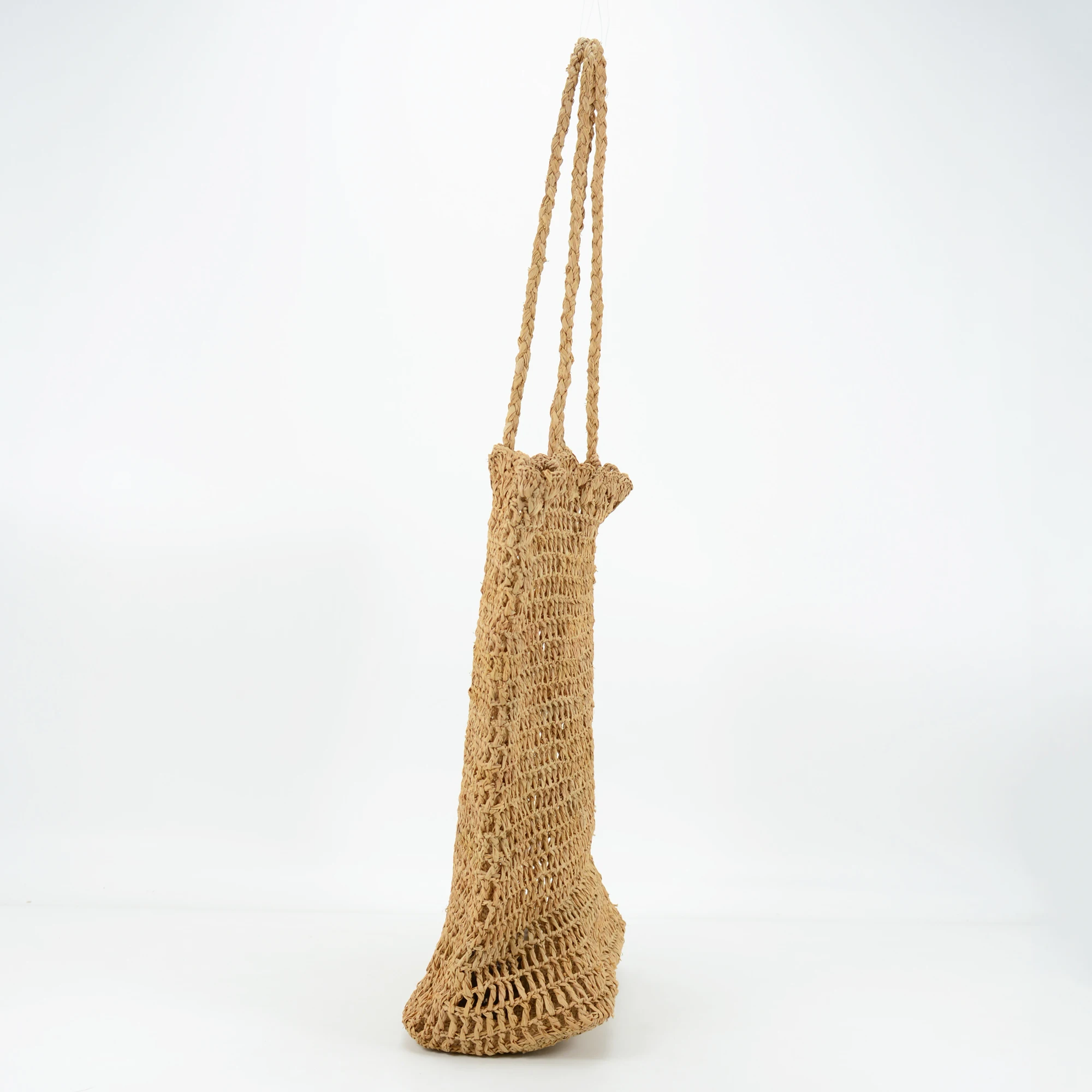 Handmade Crocheted Natural Raffia Hollow Out Designer Straw Tote Shoulder Tote Bag