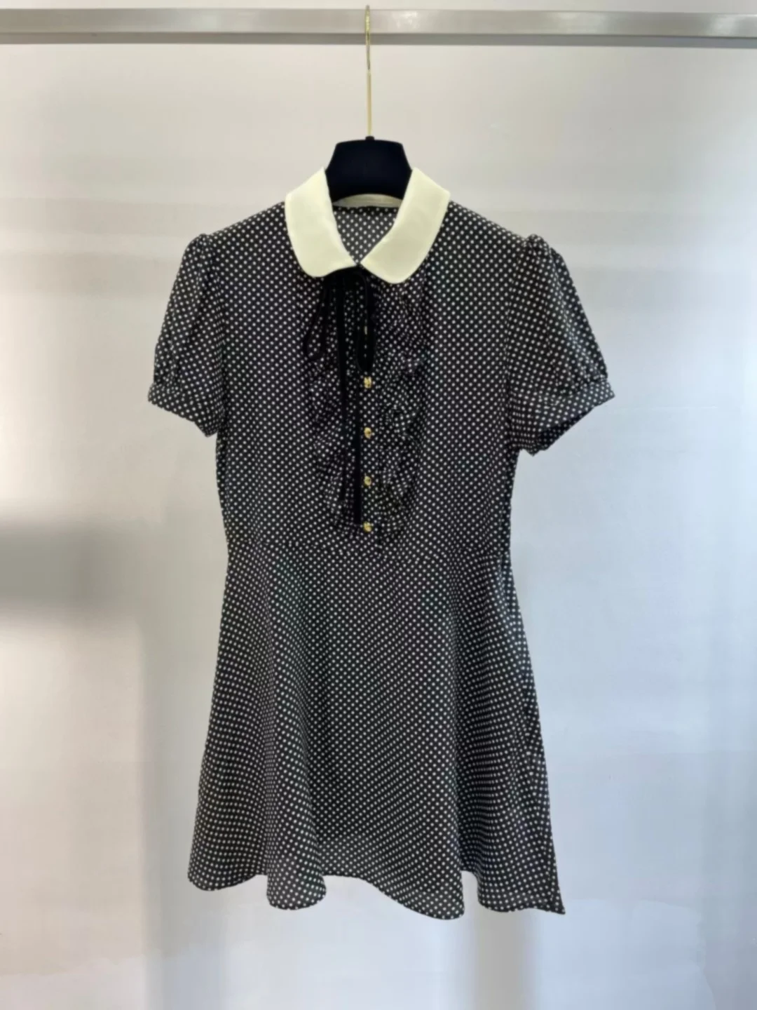 2024 New Women's Classic Polka Dot Contrast Collar Dress