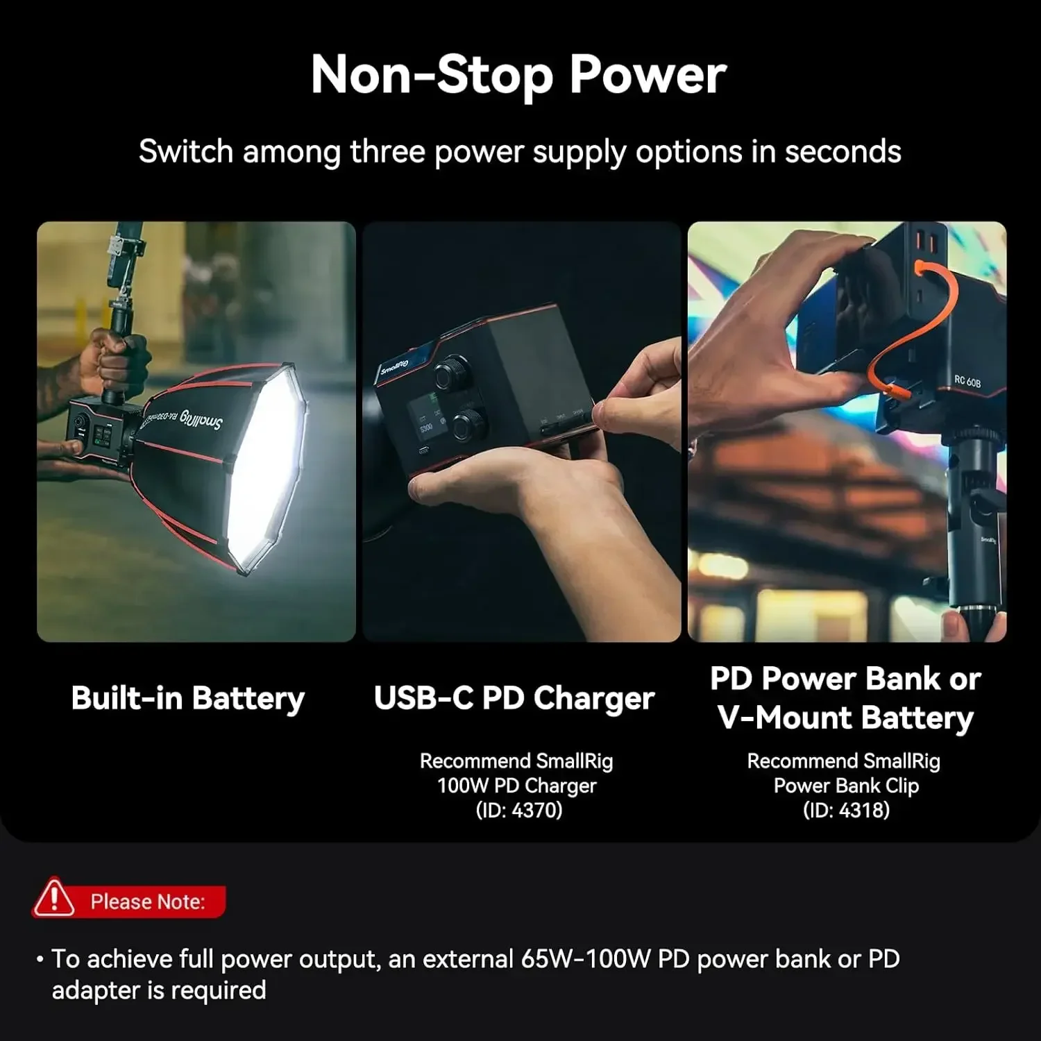 

New SmallRig COB Video Light with Built-in 3400mAh Battery & Type-C PD Fast Charging, Continuous Output Light with 9 Light Effec