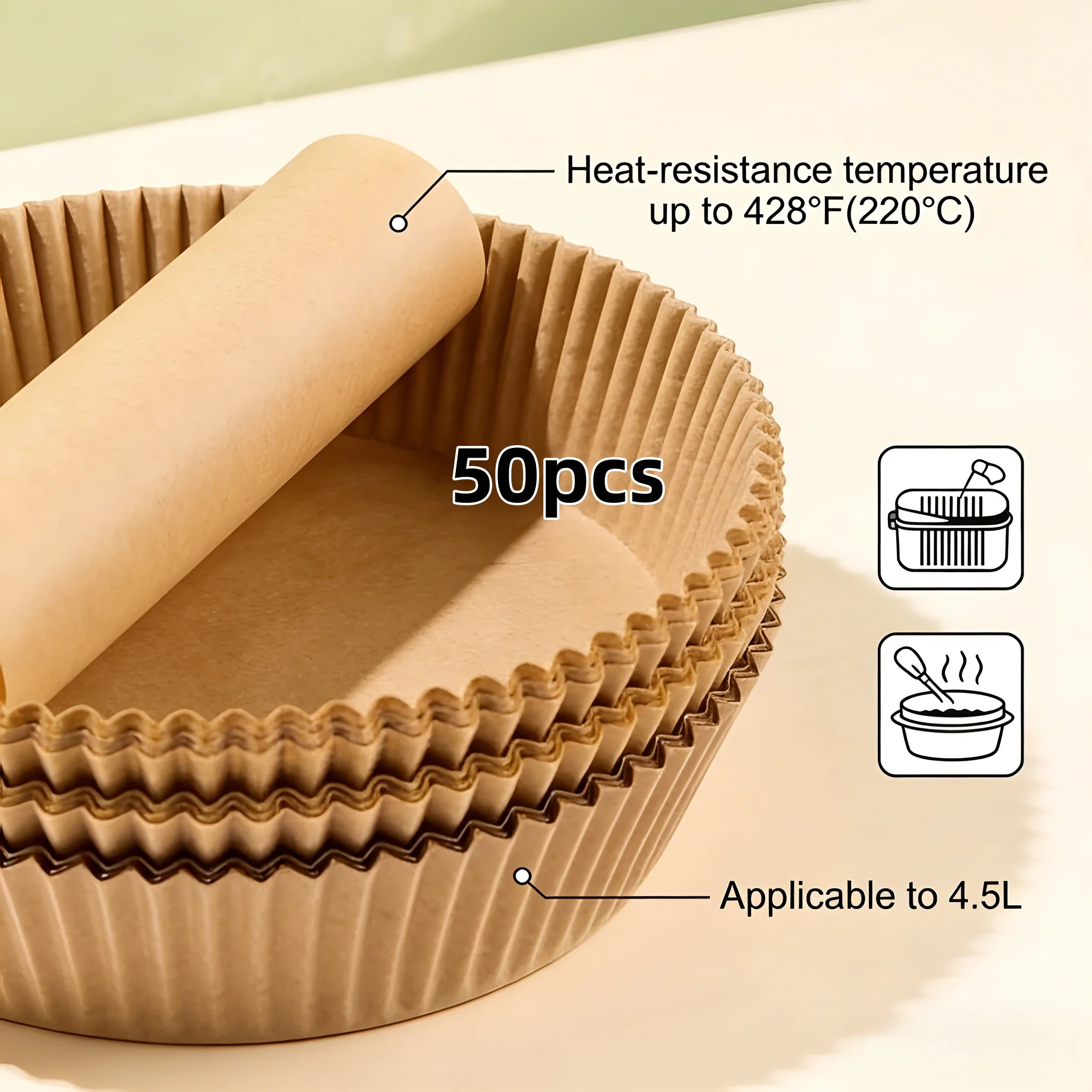50 unidades de papel manteiga redondo descartável para assar