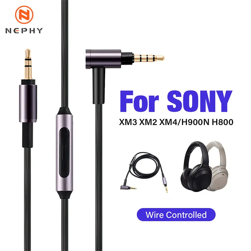 Poyatu MDR1000X Mic Cable for Sony MDR-1000X WH-1000XM2 WH 1000XM4 Audio Cables Aux Wire Universal Microphone Remote Cord