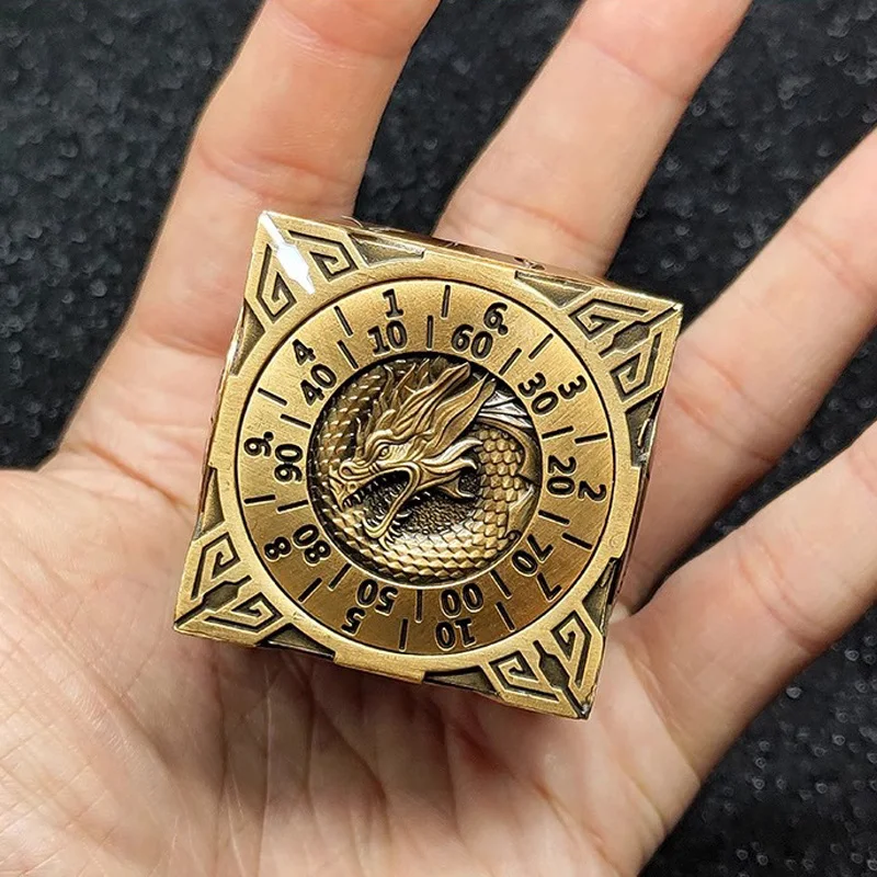 

7-In-1 DND Dice Golden Six-sided Rotation Metal D&D Board Game Dungeons Dragon TRPG Polyhedral Digital Dice Table Game