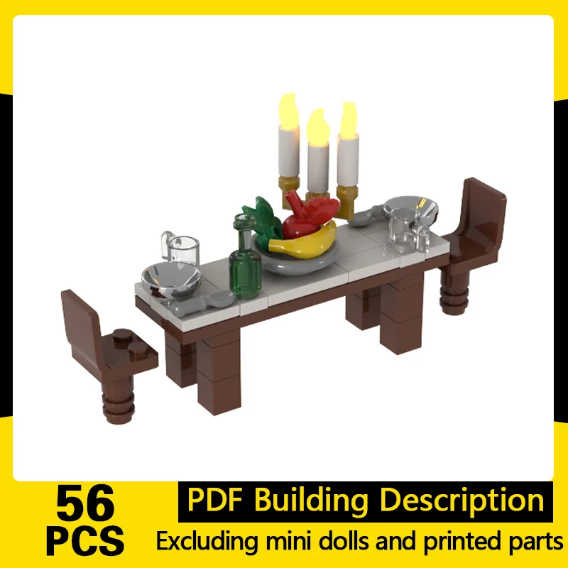 

City Street View Model MOC Building Bricks Dining Table And Chairs Modular Technology Gifts Holiday Assemble Children Toys Suit