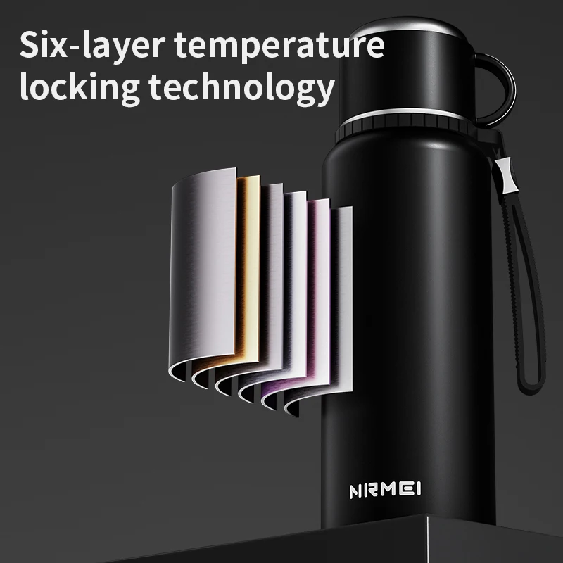 Stanless Steel Thermos Bottle with Tea Filter,Temperature Display Bounce Cover Insulated Bottles Outdoor Portable Vacuum Flasks - view 5