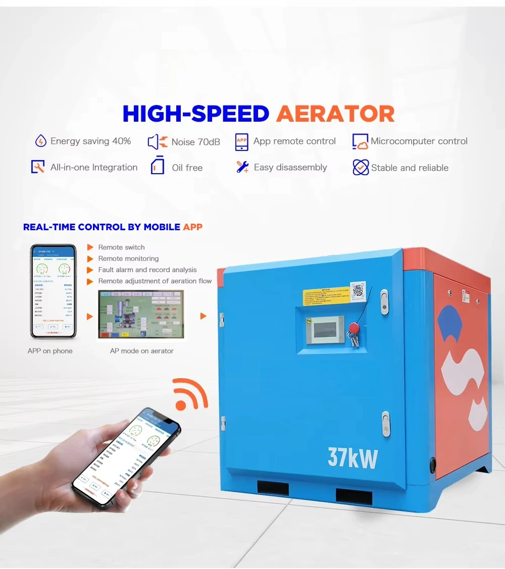 Energy Saving 7.5kw Powerful Low Noise Permanent Magnet Motor Shrimp Fish Pond Aerator with APP Control