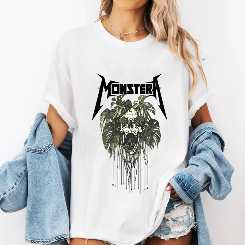 Monstera Skull T Shirt Gothic Botanical T-Shirt Dark Plant Aesthetic Tee, Unisex Cood Dad Tshirt, Father's Day Gift Man Clothing