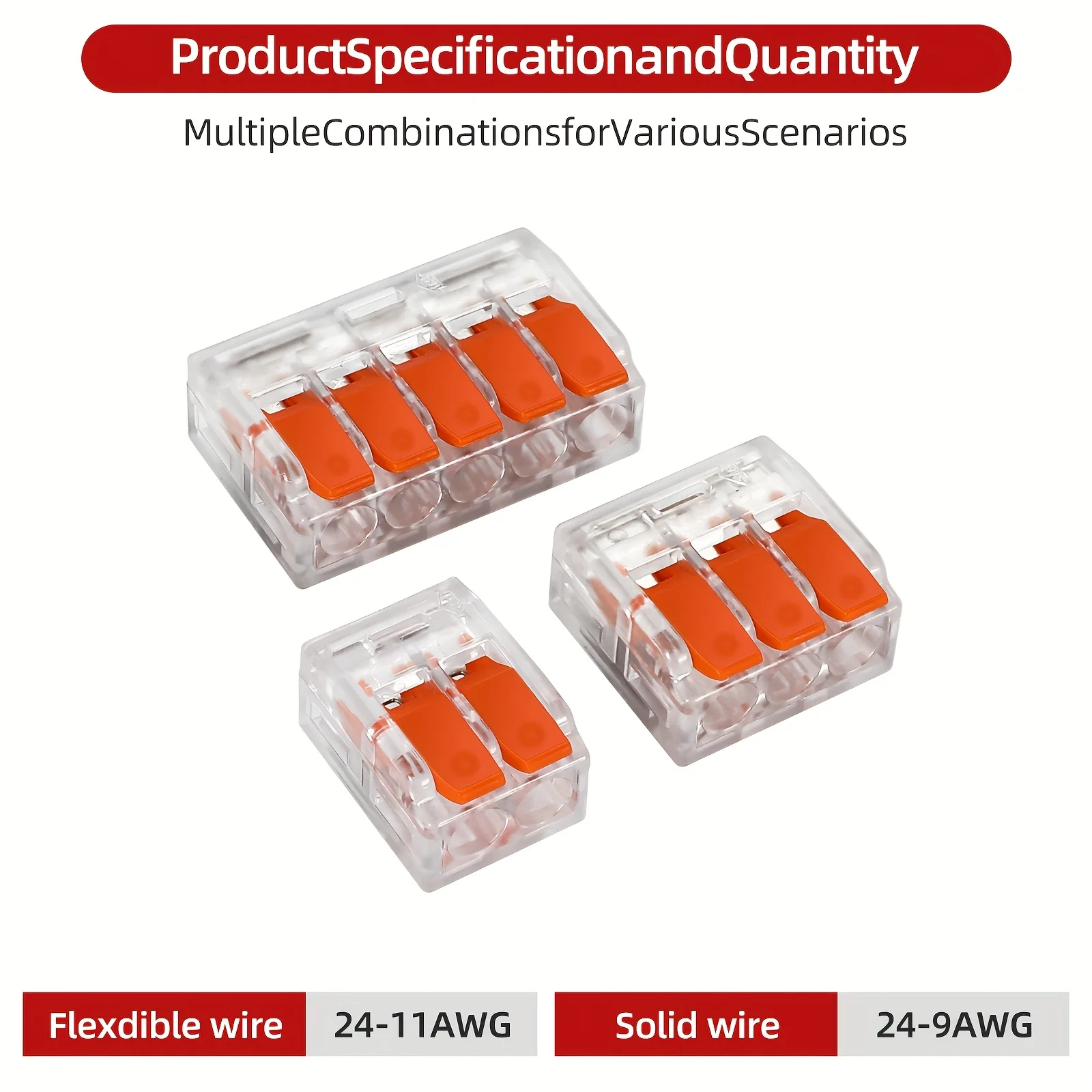 10/20/30/50Pcs Multi Port Orange Universal Quick PlugIn Terminals Connectors Wire Connector Terminals image 4