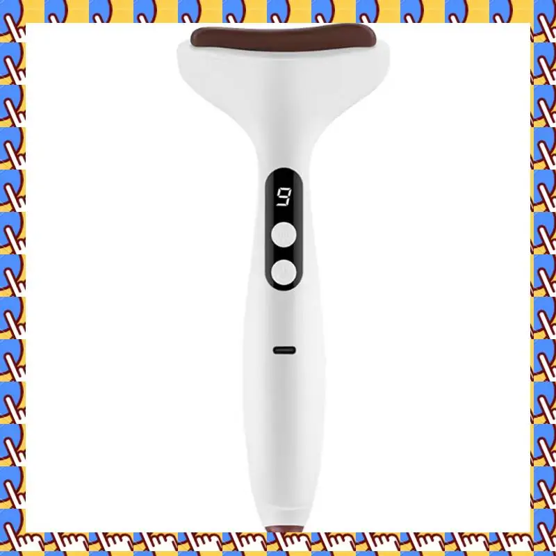 A20M جهاز تدليك الوجه الكهربائي غوا شا 9 مستويات للصدمات الحرارية وأداة حجر بيان لتخفيف الانتفاخ (الوجه/الرقبة/العيون)