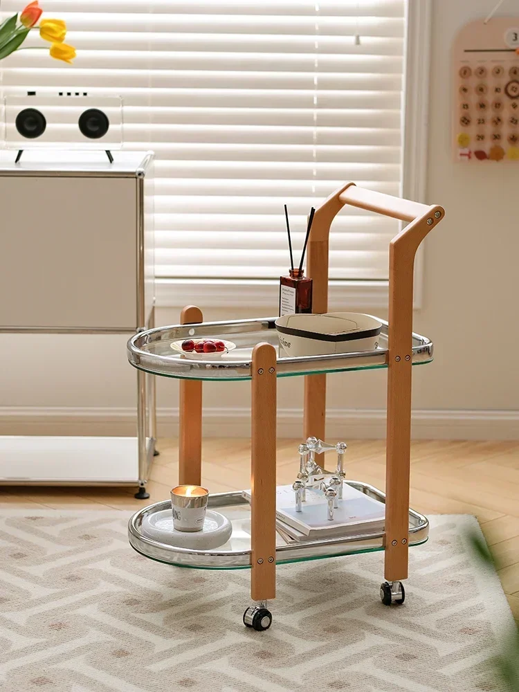 The product can be customized.Solid wood trolley, medieval Nordic sofa, a few movable small coffee tables, living room