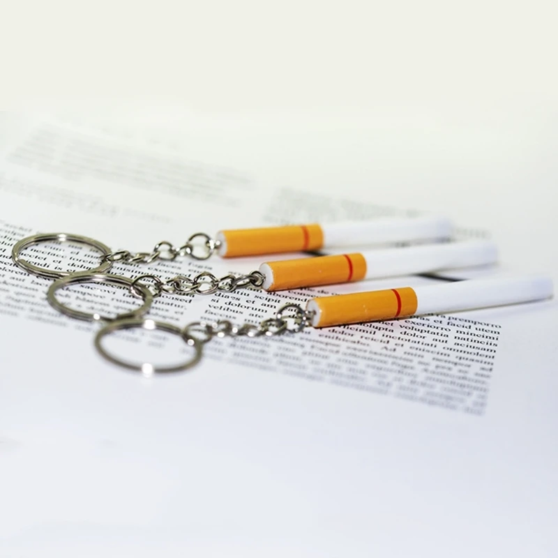 10pcs Handmade Simulated Cigarettes Charm Keychain Unique Ornament Car Keyring Backpack Handbag Charm Pendant Key Holder Y08E