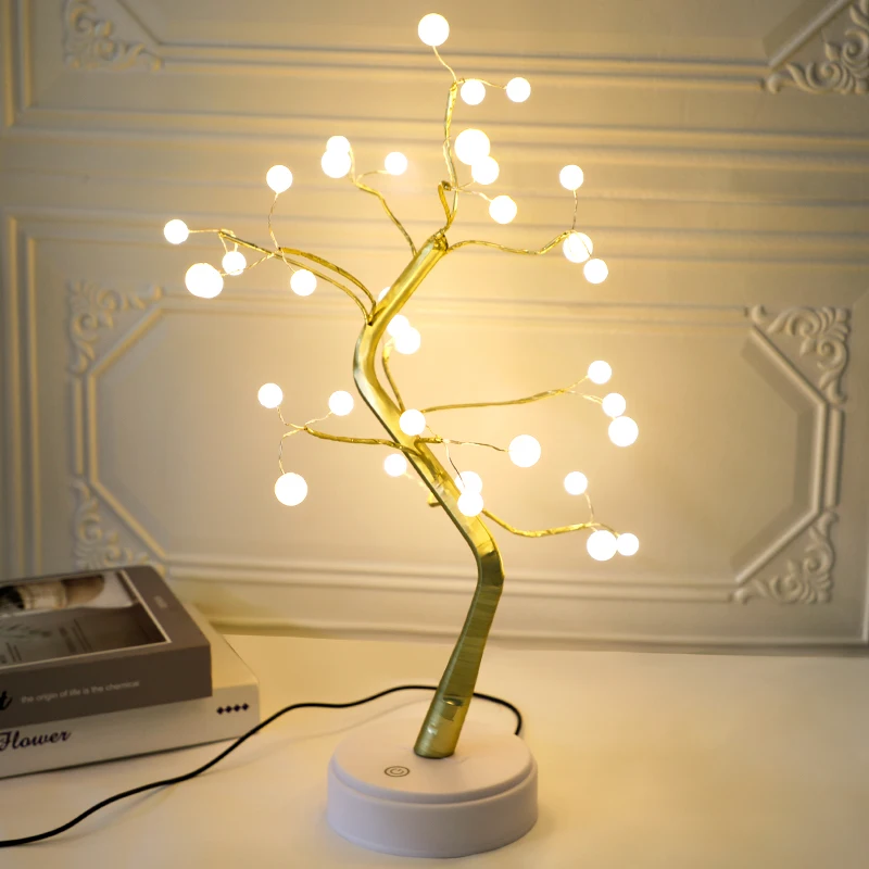 Tree LED Christmas Night Light Mini Copper Wire Garland Lamp For Kids Home Bedroom Decoration Decor Fairy Light Holiday light