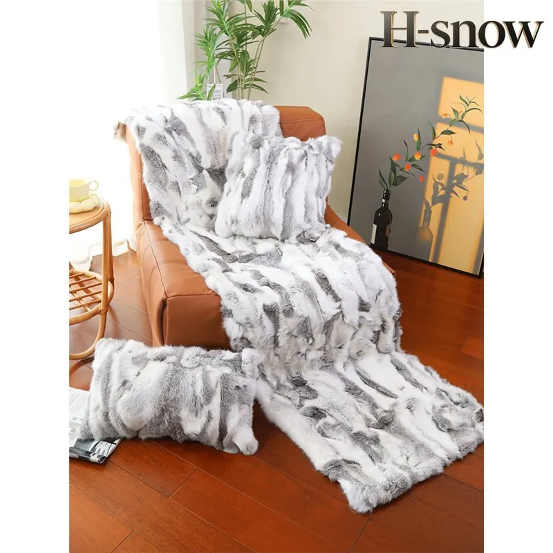 Rabbit Fur Throw for Bedroom Rabbit Fur Blanket Fur Rug Carpe Decorative Rugs Sofa cushions for decoration in room homestays