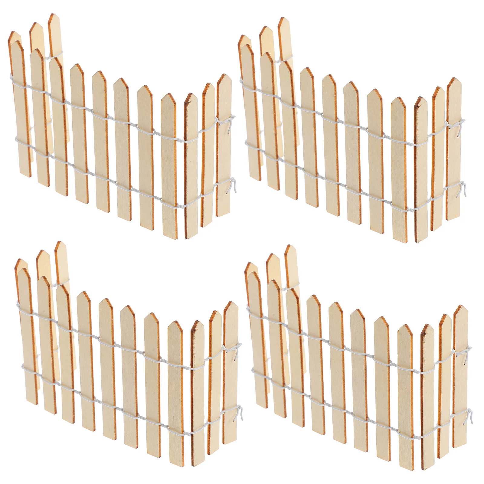 

4Pcs Miniature Garden Fence Natural Wood Decorative Picket Fence Unfinished Slats for Outdoor Craft DIY Microlandscape
