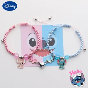 1pair Stitch Disney Anime Lilo & Stitch Bracelet Knit Love Magnet Rope Chain Wristband Cartoon Couple Boy Girl Kid Birthday Gift