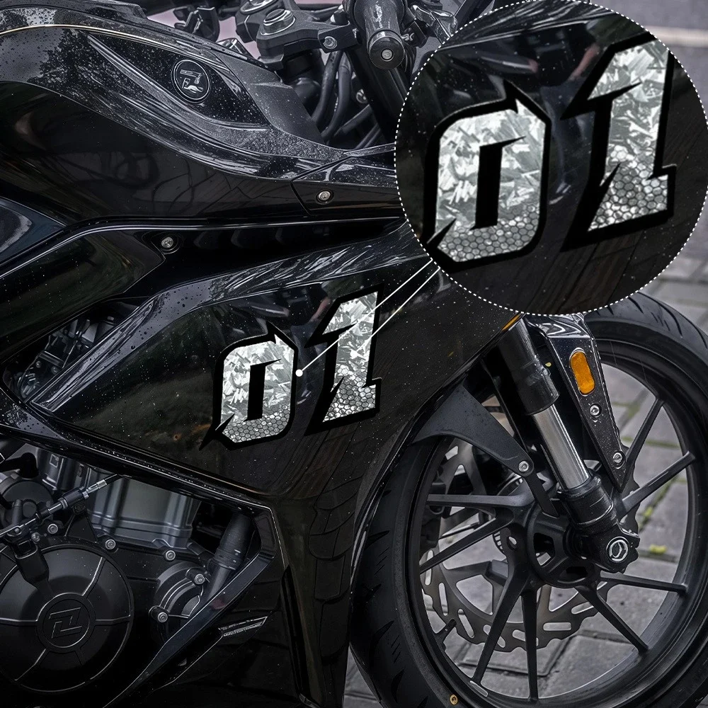 Racing Arabic Number Carbon Fiber Stickers 2PCS Waterproof Vinyl Decals for Motorcycle Helmet Scooter Fairing Tank