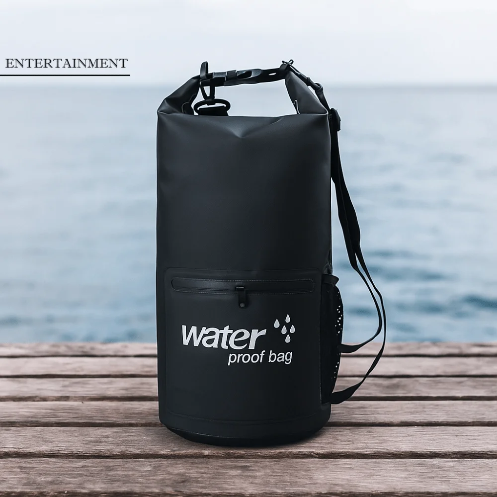 

Zipper Pocket Waterproof Dry Bag Mesh Pocket Roll-Top Closure Storage Backpack Thickened Material Waterproof Design