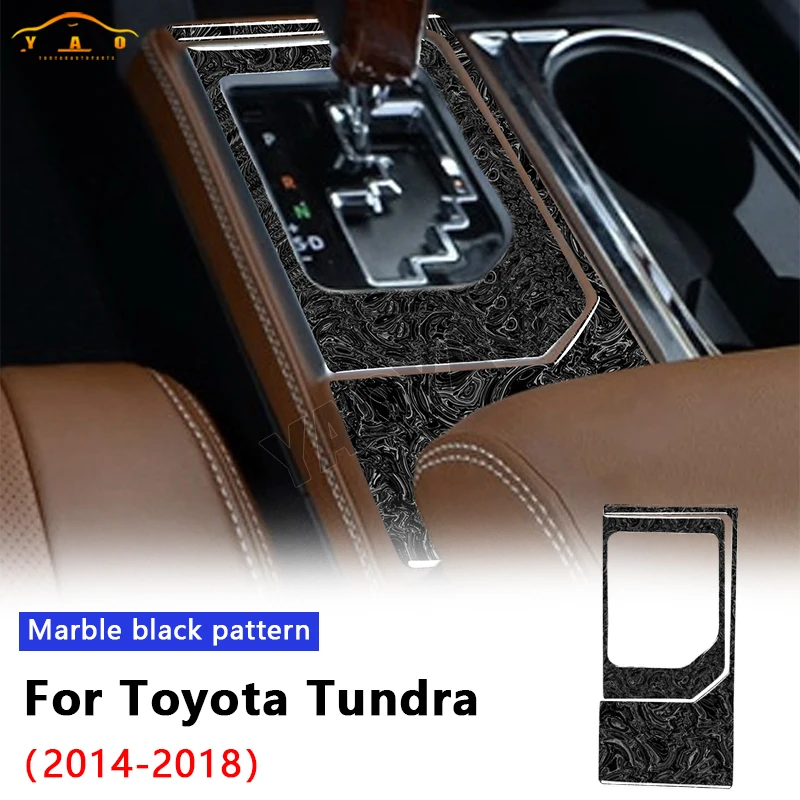 

Marble Black Pattern Car Gear Shift Box Panel Cover Trim Sticker For Toyota Tundra 2014 2015 2016 2017 2018 Car Accessories