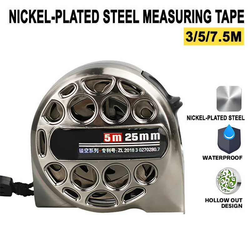 

3/5/7.5M Hollow Series Stainless Steel Tape Measure Waterproof and Anti-corrosion Tape Measure High Precision Measuring Tools