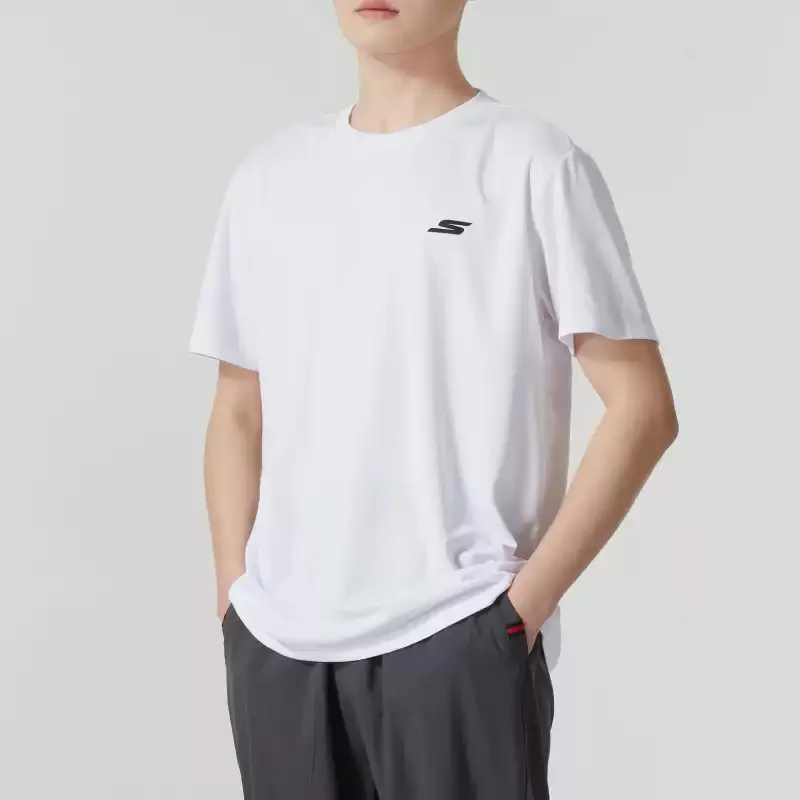 Skechers White Short-Sleeve Men's Official Authentic Summer New Style Sportive Casual Half-Sleeve P224U051-000Q