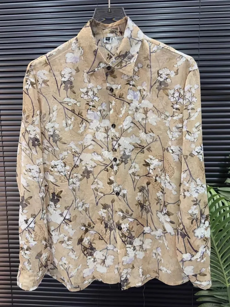 

Мужская летняя ультратонкая дышащая солнцезащитная рубашка, роскошная модная легкая рубашка из качественной ткани с длинными рукавами