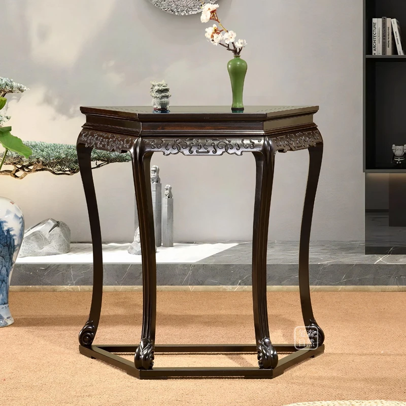 

ZYY mahogany wall entrance semi-round table Chinese antique foyer semi-round view table