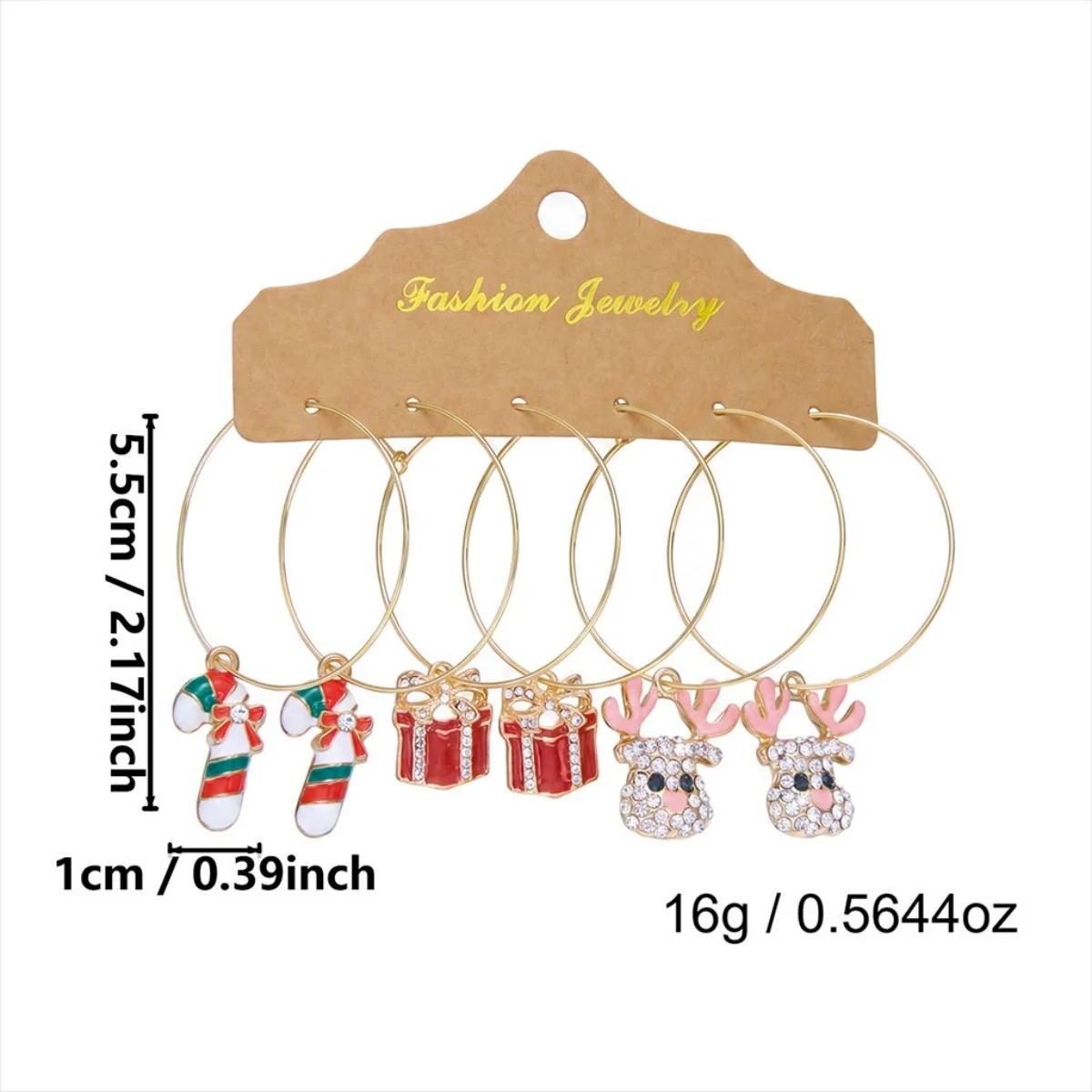 3 Paar/Set Weihnachts-Strass-Ohrringe mit Hirsch, Zuckerstange, Geschenkbox, für Damen, niedliche Weihnachtsmann- und Weihnachtsbaum-Ohrringe, Schmuck – Detail 36
