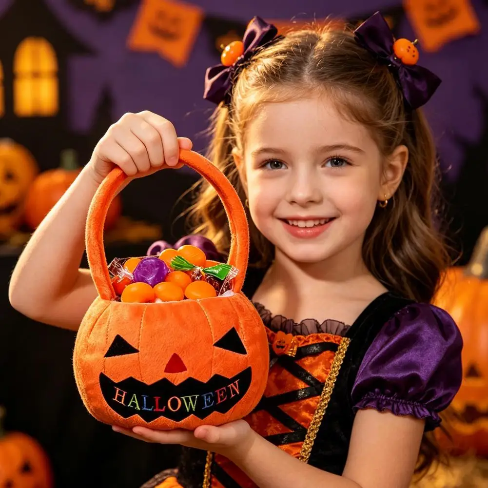 Custom Halloween Basket Personalized Pumpkin Bucket With Name Embroidered Trick Or Treat Bag Pumpkin Candies Storage For Kids
