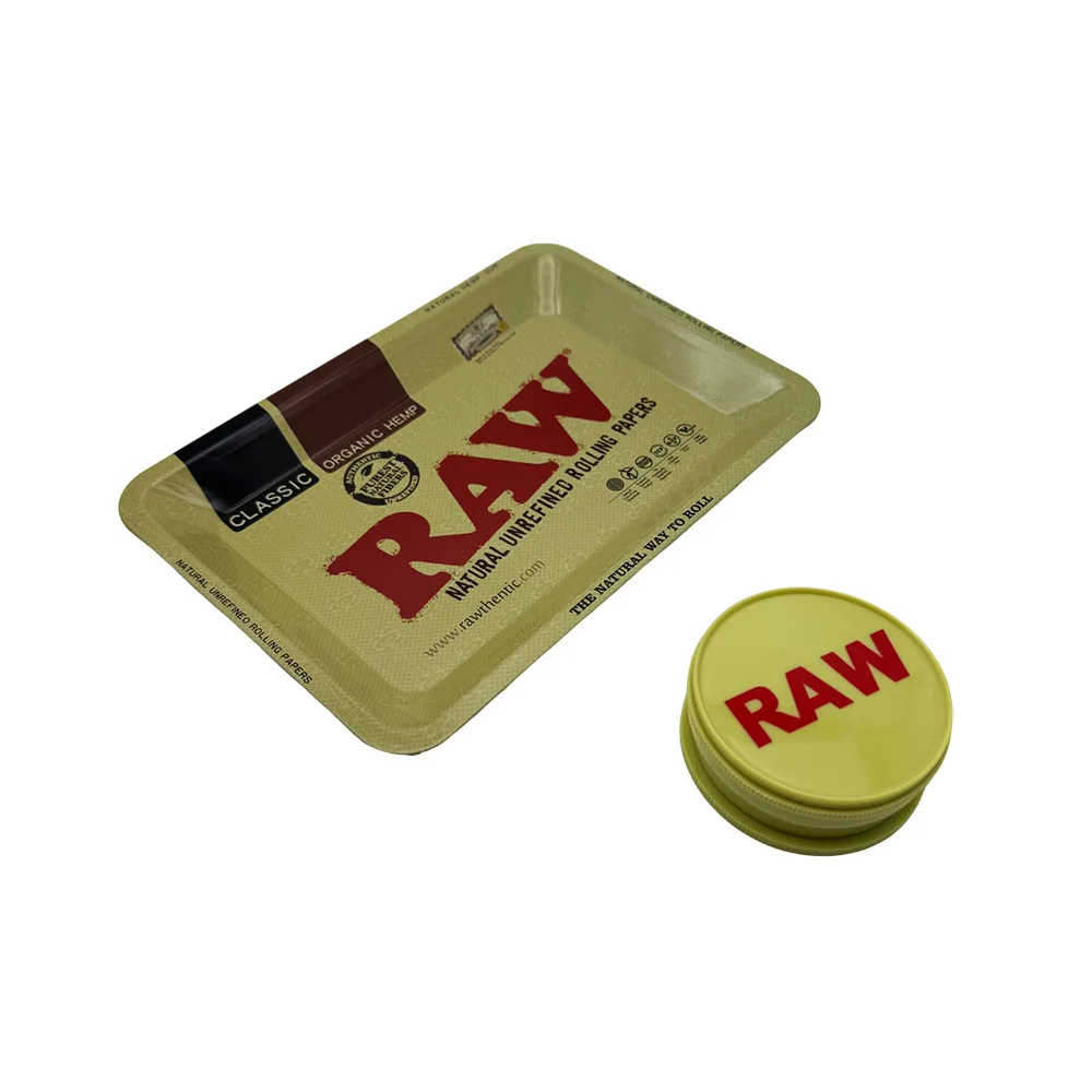 18x12.5cm Metal Tobacco Rolling Tray Kit 60MM Plastic Herbal Grinder Set Rolling Grass Spice Crusher Smoking Accessories