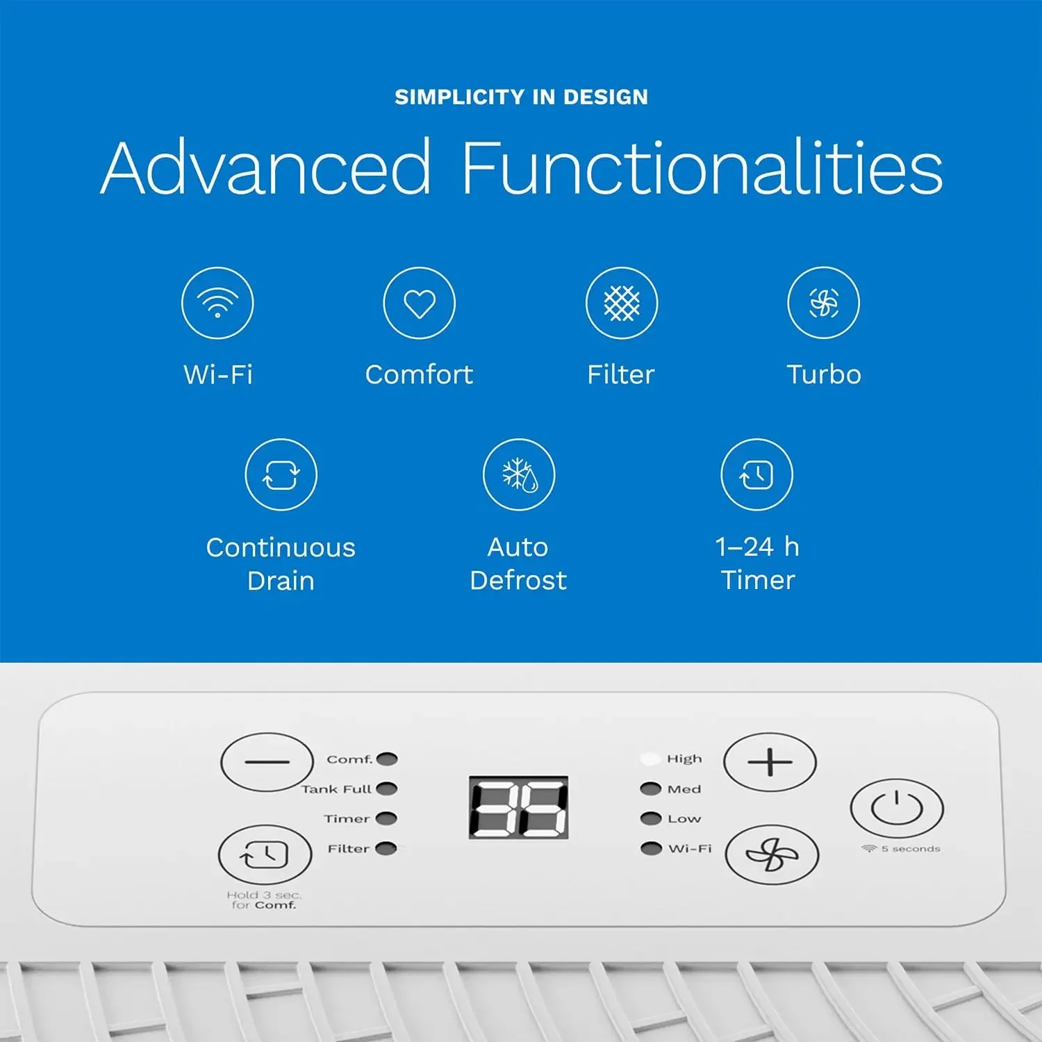 2.400 m2. Ft-ontvochtiger – Badkamer en grote kamers – Krachtige vochtigheidsregeling, stil en draagbaar met automatische uitschakeling