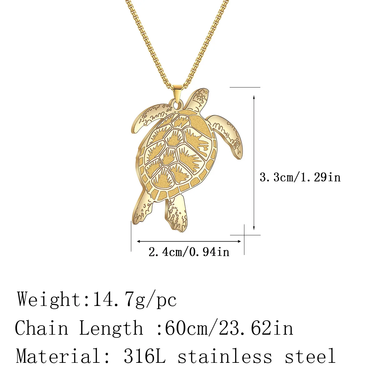 Kinitial Stainless Steel Sea Turtle Tortoise Necklaces Ocean Sea Animal Pendants For Women Men Jewelry Lover's Gift