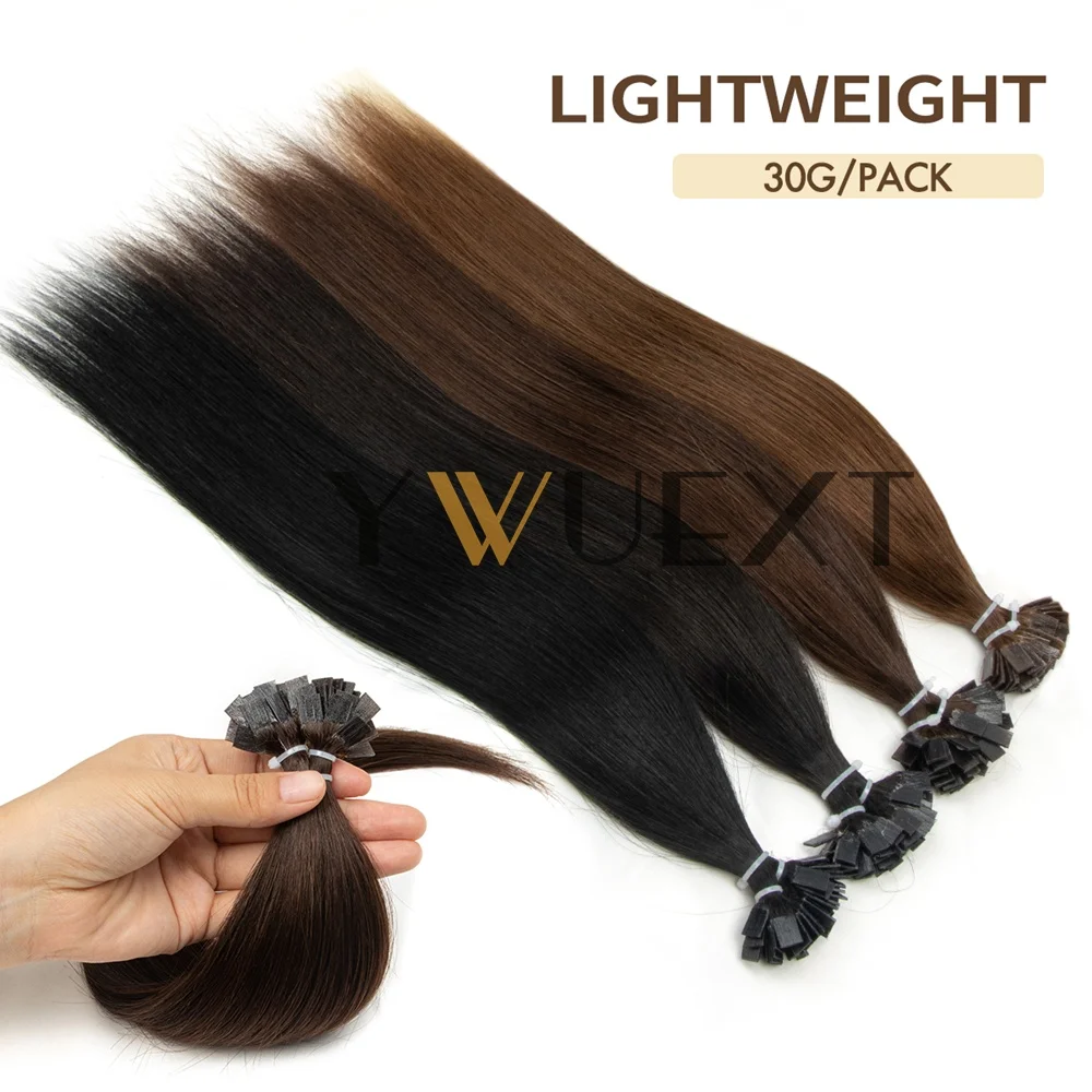 ストレートケラチンフラットチップ人毛エクステンションハニーブロンドフュージョン事前結合人毛 50 ピース/パックライト軽量薄い端