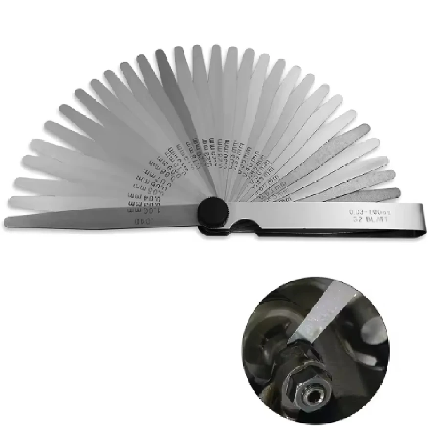 32pc Feeler Gauge Stainless Steel Measuring Tool Set 0.001-0.04" 0.03-1.00mm Feeler Gauge Motorcycle Tire Repair Tool