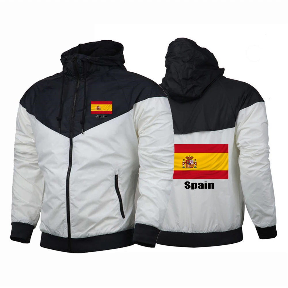 2026 Football Team Spring And Autumn Men's Spanish Flag Logo Print Avant-garde Style Loose High Street Coat Hiking Jacket view 3
