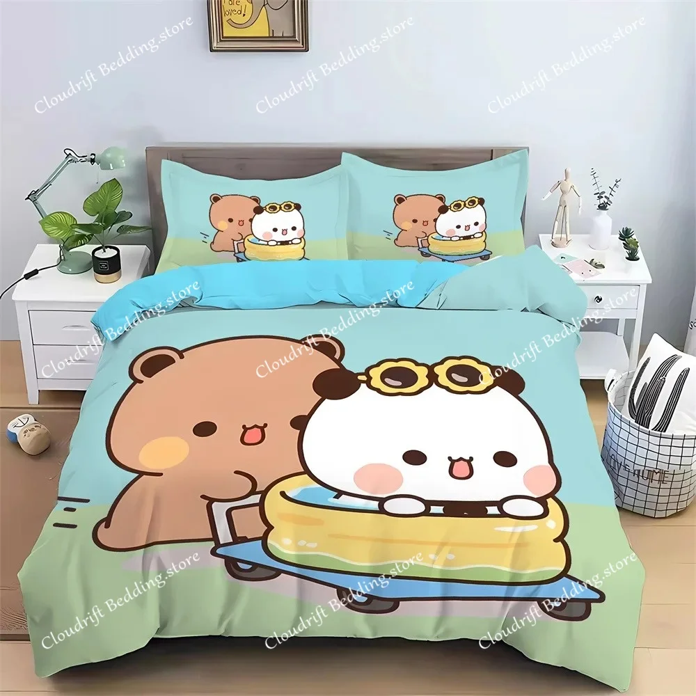 

Bubu Dudu Cartoon Bear Panda Duvet Cover Kawaii Bedding Set Soft 100% Polyester 3D Digital Printed Duvet Cover and Pillowcase