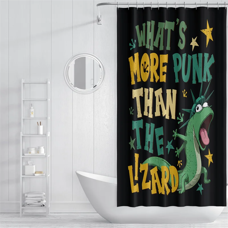 Gaslight Gatekeep Girlboss Tom The Lizard Lizard Lizard Lizard Curtain Set with Grommets and Hooks for Bathroom Decor