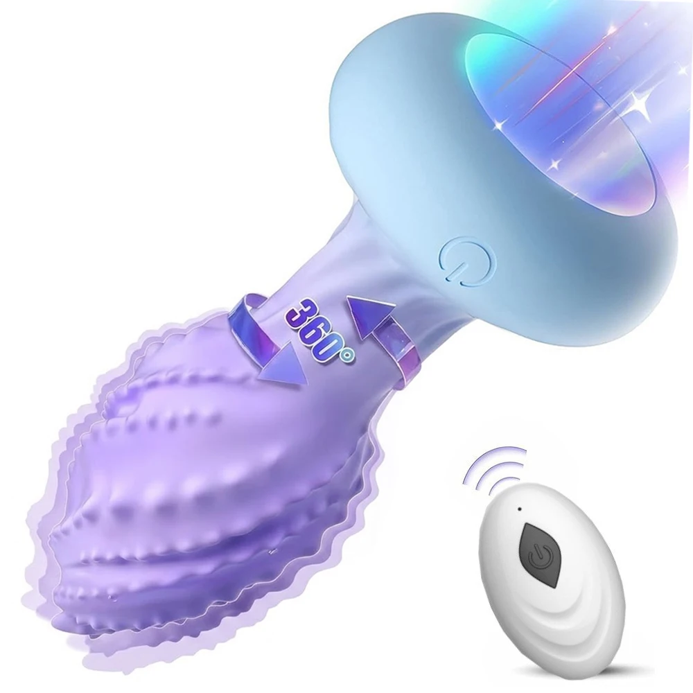 360° Rotation Anal Swing Vibrator Vibrating Butt Plug with LED Light Male Prostate Massager for Women Masturbator Gay Sex Toys