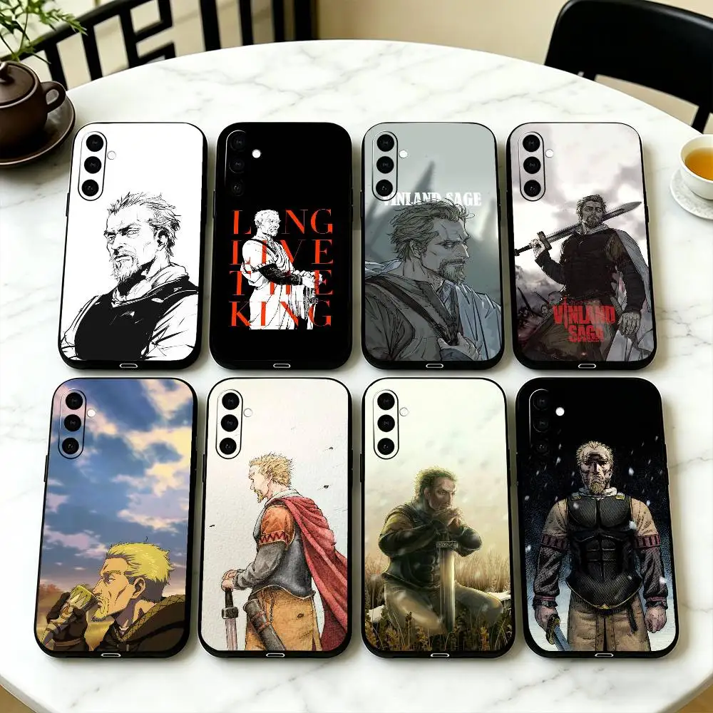 Black V-Vinland  A-Askeladd Phone Case For Samsung Galaxy A73,A72,A71,A70,A53,A52,A51,Soft Silicone Black Cover
