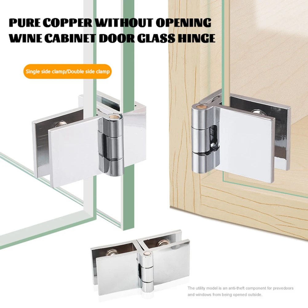 5-8mm Clip Hinge Cabinet Door Glass Door Hinge 180°/90° Easy Installation Durable Glass Hinge No Drilling for Display Cabinet