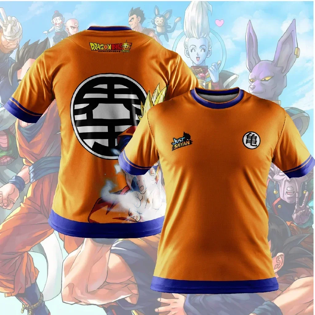 Camisetas de gran tamaño de Son Goku Super Saiyan para niños, ropa de manga corta de Dragon Ball Z, camiseta blanca, negra y naranja, Jersey transpirable