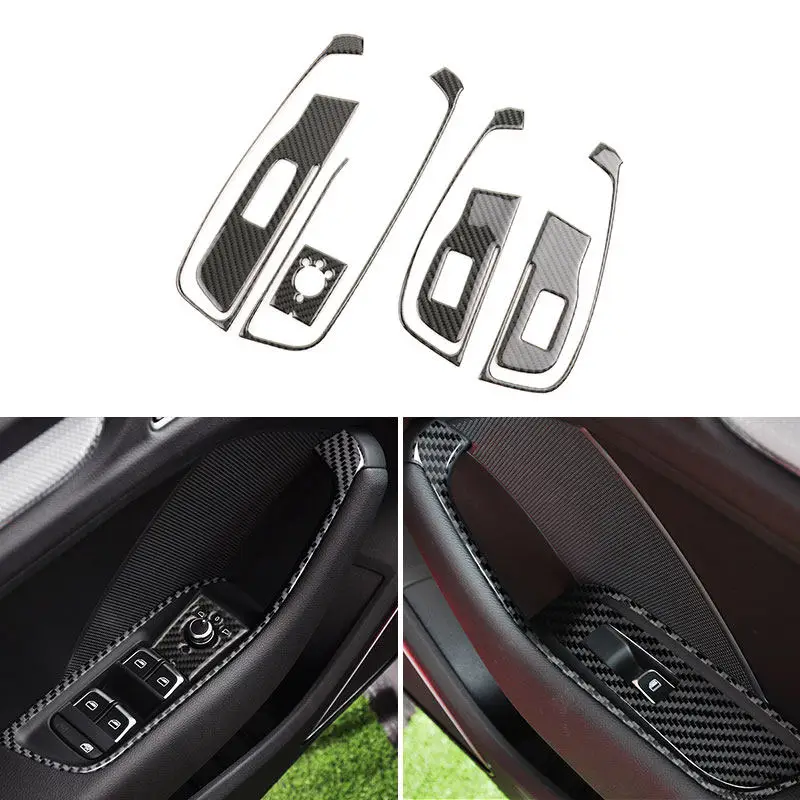 

Car 3pcs/6pcs Interior For Audi A3 S3 RS3 8V 2013-2019 Window Lift Control Panel Cover Accessories Trim Soft Carbon Fiber