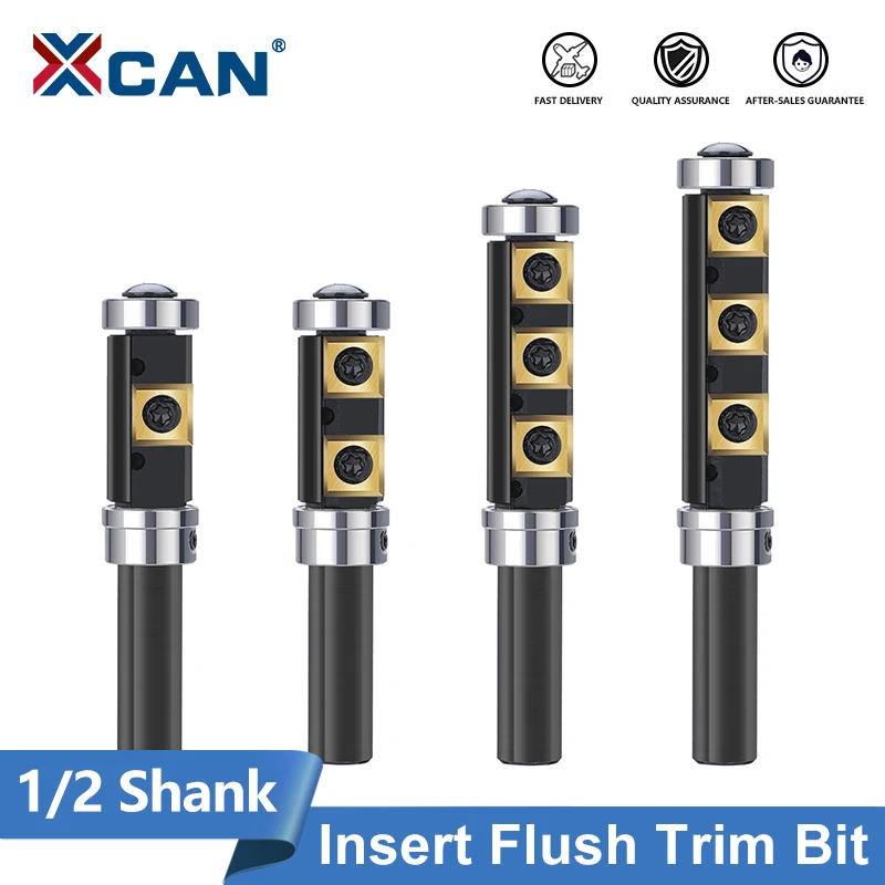 

XCAN Milling Cutter 1/2 Shank Flush Trim Router Bit Wood Planer Bit with Coated Carbide Insert for Woodworking Trimming Tools