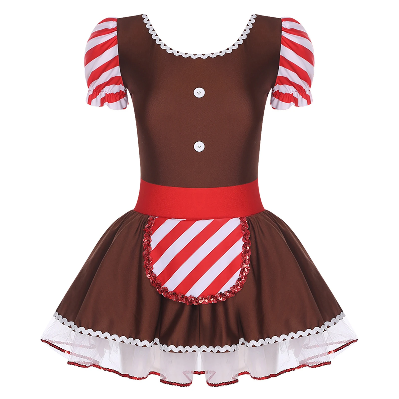 النساء فتاة الزنجبيل رجل عيد الميلاد زي توتو ثياب فستان رقص الباليه قصيرة الأكمام تول فستان لملابس التزلج على الجليد #2